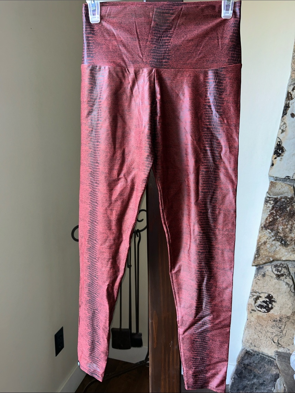 Onzie Metallic Red Snakeprint High-Waist Leggings